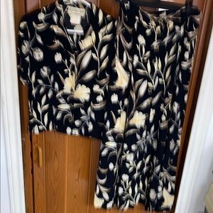 Vintage Floral Black and Cream Two-Piece Set